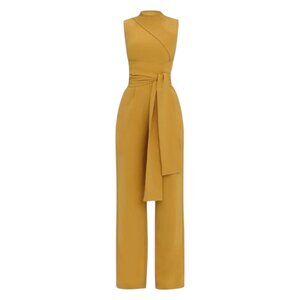 Andrea Iyamah ~ Edar Draped Sash Jersey Jumpsuit ~ Mango Yellow ~ XS 4